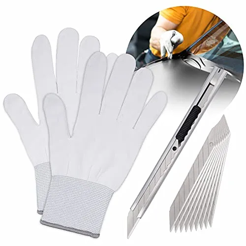 Vinyl Wrap Tool Kit with 5M Knife Tape, Window Tint Tool Kit, Felt Squeegee, Micro Squeegee, Wrap Magnets Holders, Gloves, Safety Cutter, Utility Knife, Plastic Razor Blades Vinyl Application