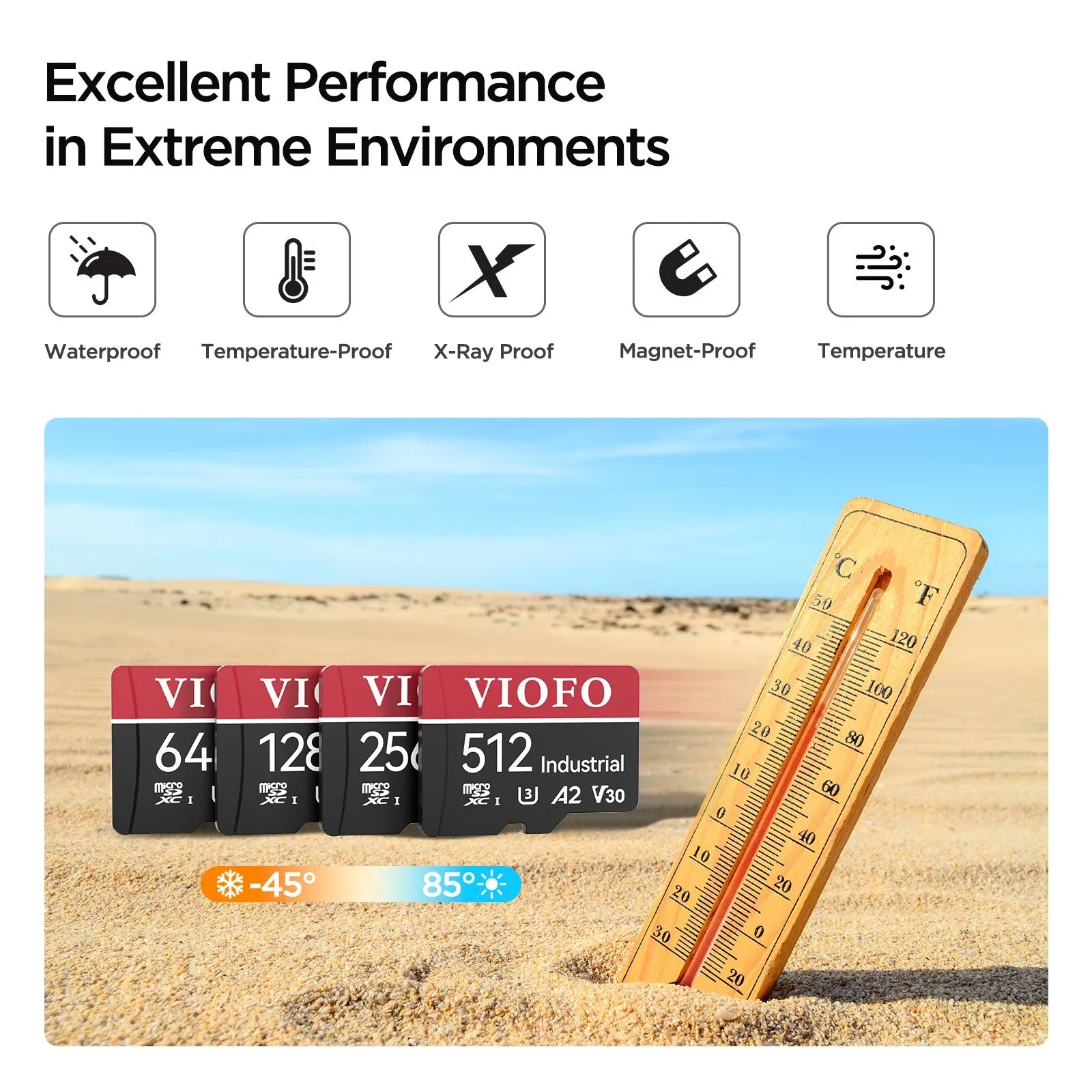 VIOFO Industrial Grade microSD Card, U3 A2 V30 High Speed Memory Card with Adapter, 32GB / 64GB / 128GB / 256GB Optional