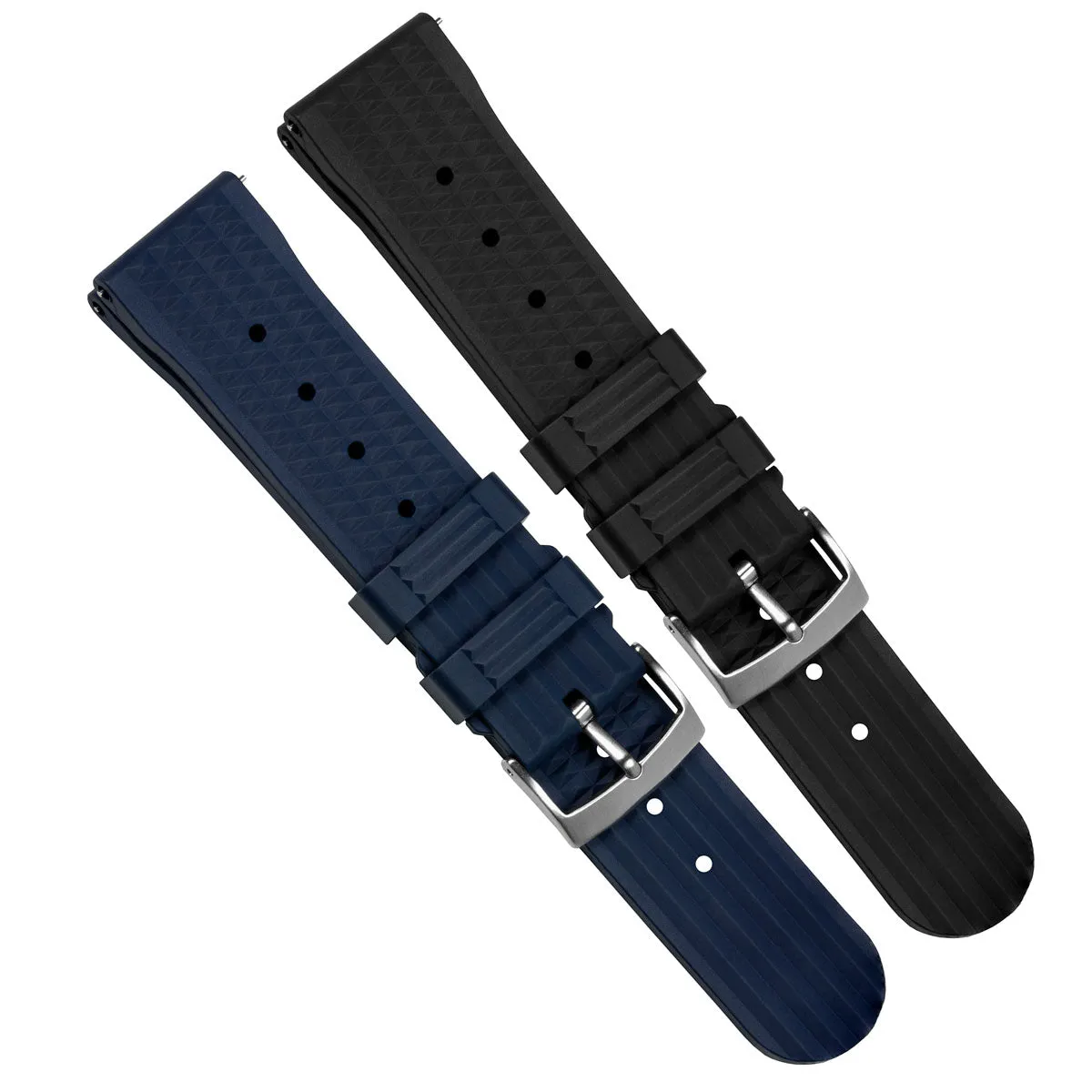 Waffle Pattern Rubber Dive Watch Strap - Black