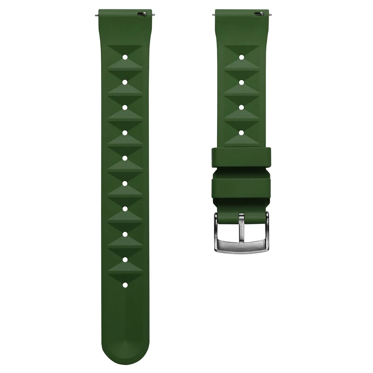 Waffle Pattern Rubber Dive Watch Strap - Green