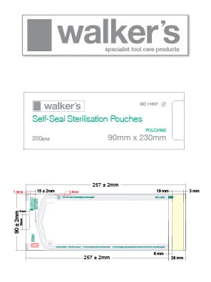 Walker's Self-Seal Sterilisation Pouches 135mm x 255mm Box 200