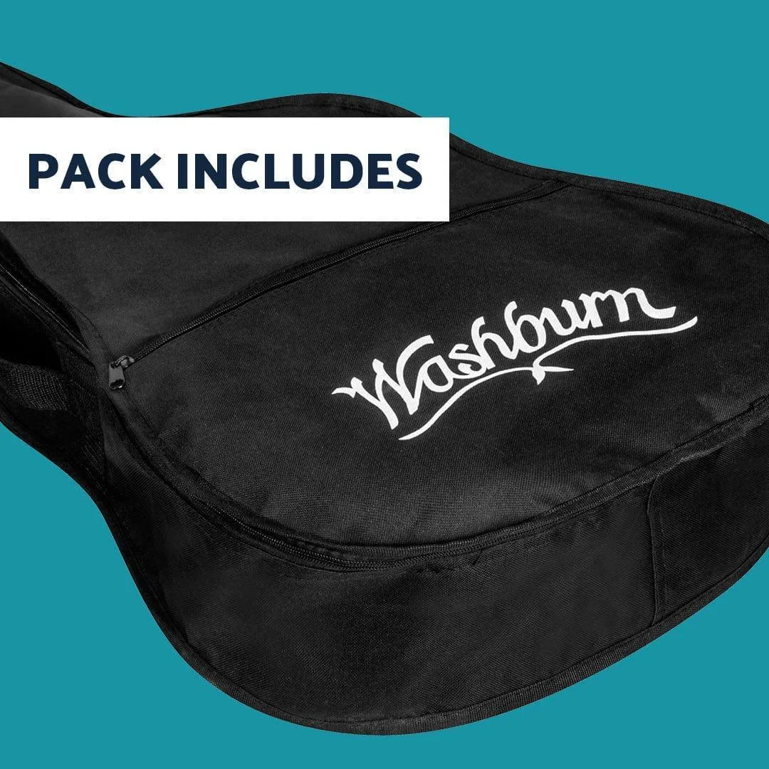 Washburn AD5CEPACK Semi Acoustic Guitar 41' Dreadnought with Bag, Picks, Strap