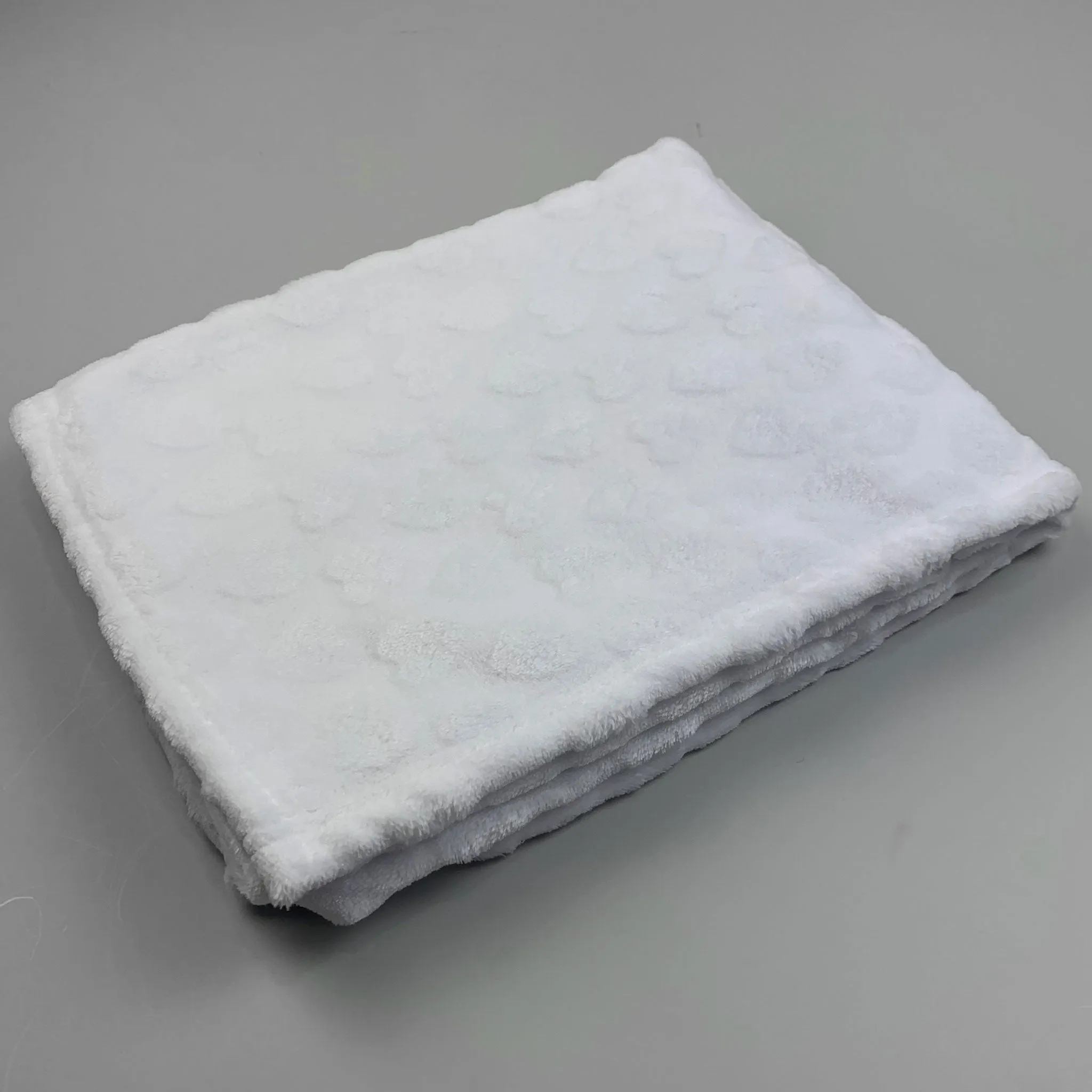 White Embossed Heart Baby Blanket