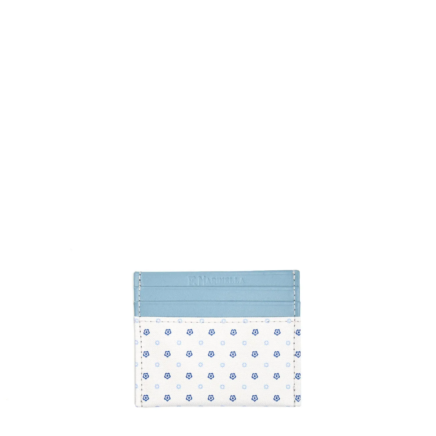 WHITE LEATHER AND SILK CREDIT CARD HOLDER