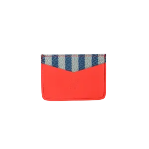 Woven Bulsa Cardholder in Raspberry Leather