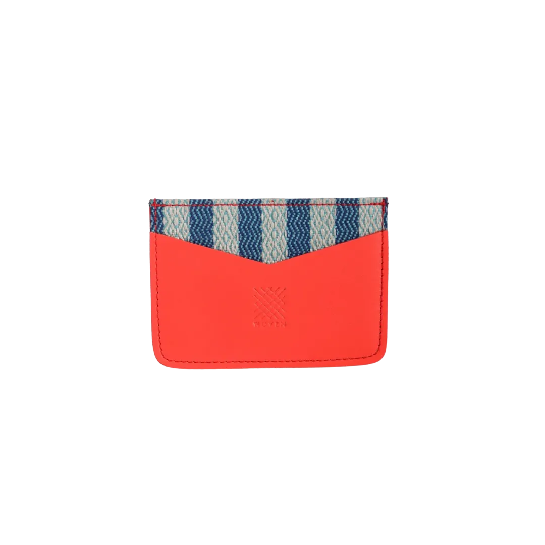 Woven Bulsa Cardholder in Raspberry Leather