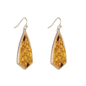 Yellow Polyurethane & 18K Gold-Plated Snakeskin-Embossed Drop Earrings