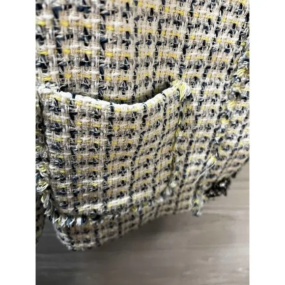 ZARA Tweed Jacket with Embossed Silver Buttons Small