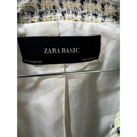 ZARA Tweed Jacket with Embossed Silver Buttons Small