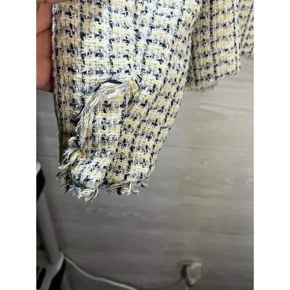 ZARA Tweed Jacket with Embossed Silver Buttons Small