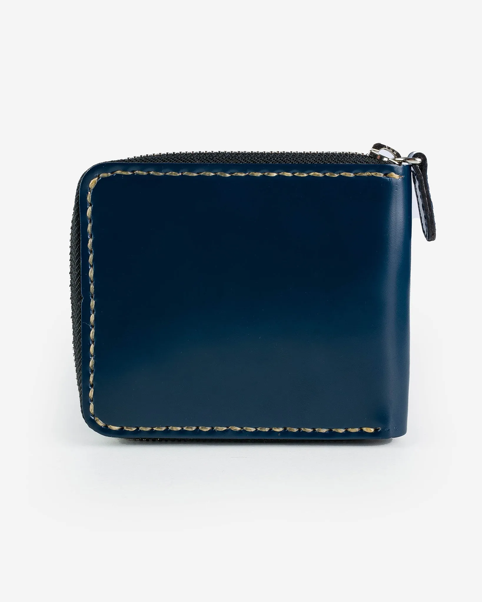 Zip-Secured Shell Cordovan Wallet - Navy Blue