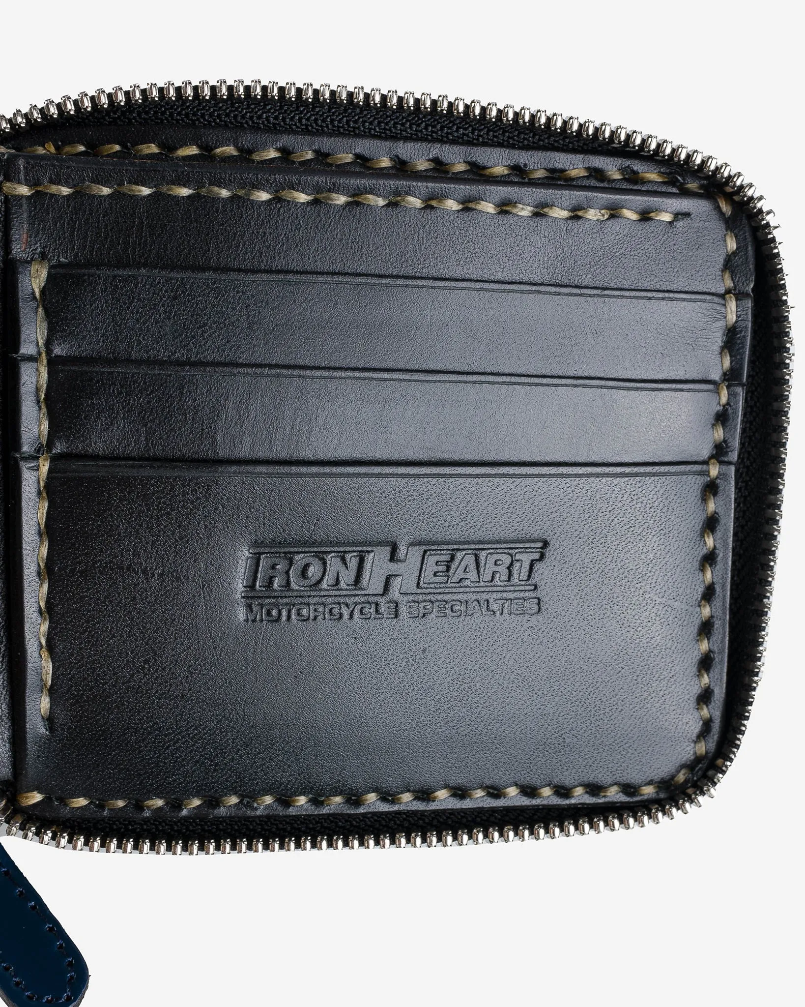 Zip-Secured Shell Cordovan Wallet - Navy Blue