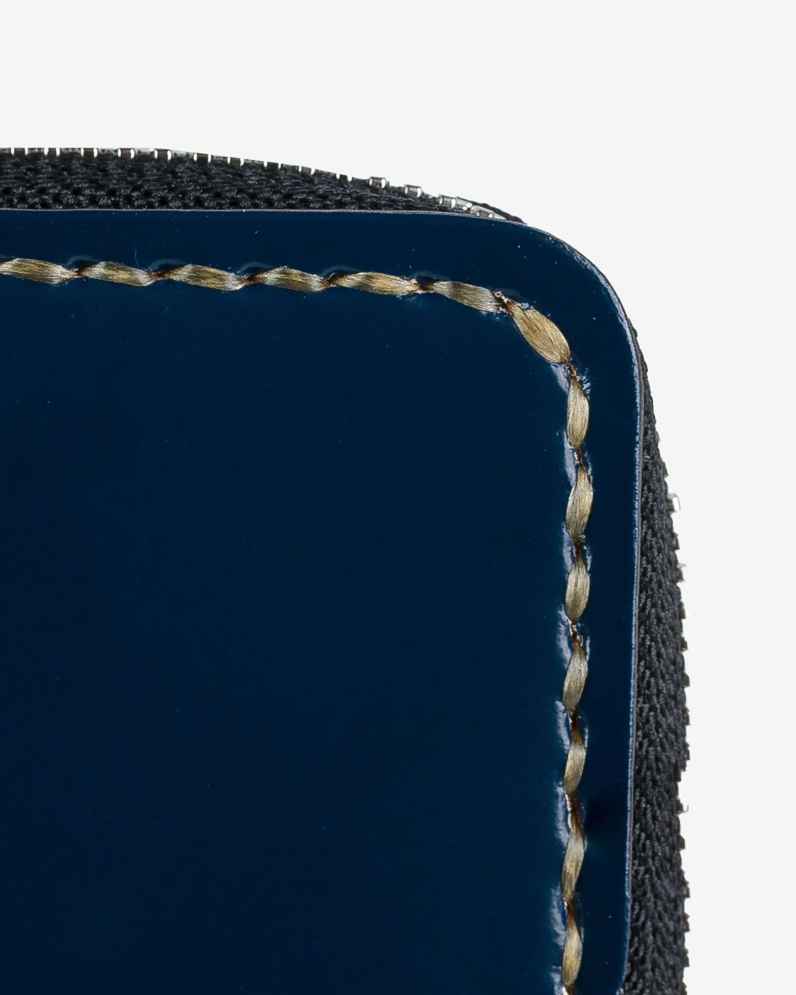 Zip-Secured Shell Cordovan Wallet - Navy Blue