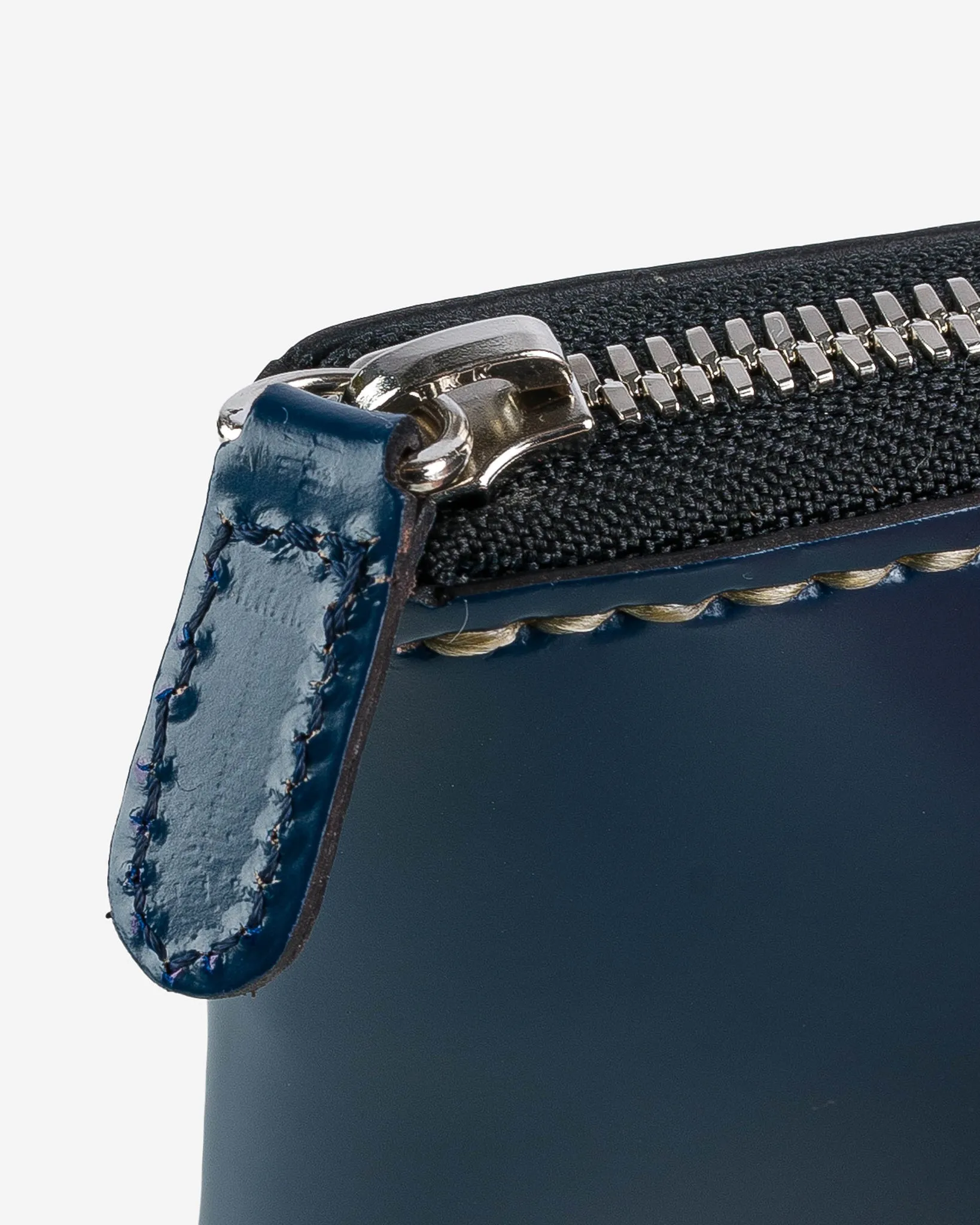Zip-Secured Shell Cordovan Wallet - Navy Blue