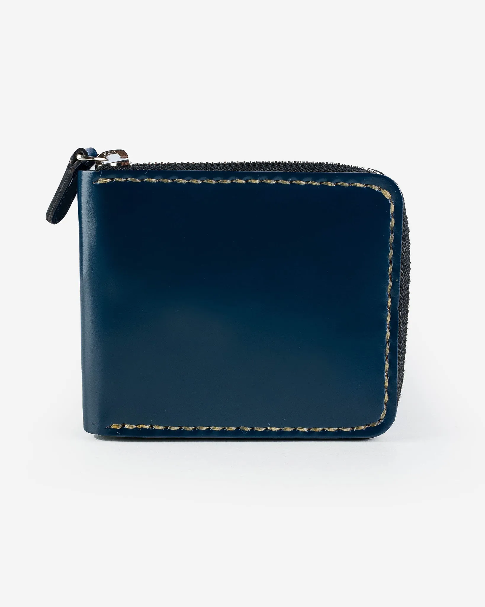 Zip-Secured Shell Cordovan Wallet - Navy Blue